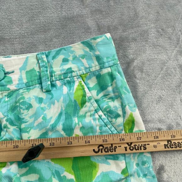 Lilly Pulitzer Shorts 00 Poolside Blue Rose Floral First Impression Callahan - Picture 8 of 15